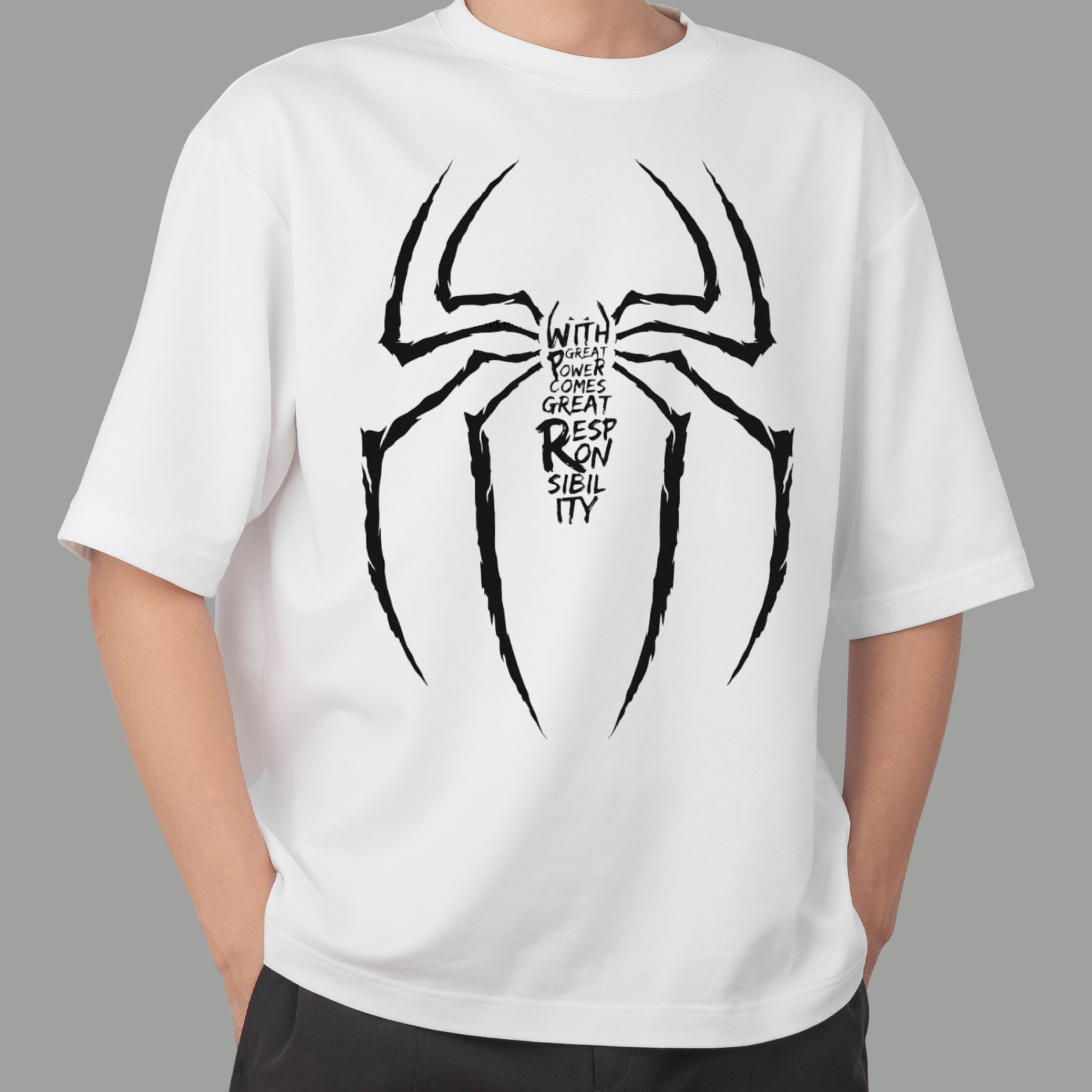 WITH GREAT POWER – Oversized Graphic T-Shirt